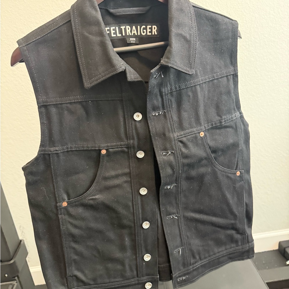 FELTRAIGER Raw Black Denim Vest medium